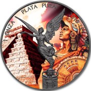 Mexico AZTEC EMPEROR - MONTEZUMA LIBERTAD 1 Onza Silver coin 2019 Ruthenium plated 1 oz